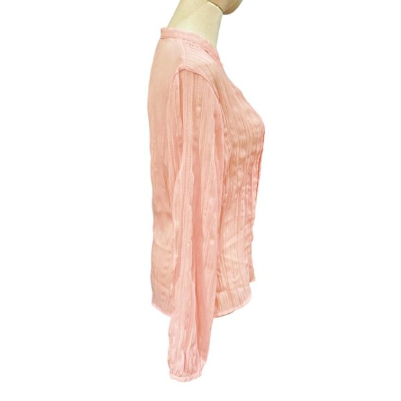 JG Hook Blouse Top Size 8 Blush Pink Pintuck Pearl Accents Career Demur Feminine - Picture 4 of 9